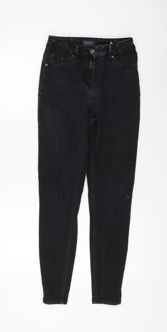 Papaya Womens Black Cotton Skinny Jeans Size 8 L27 in Regular Zip