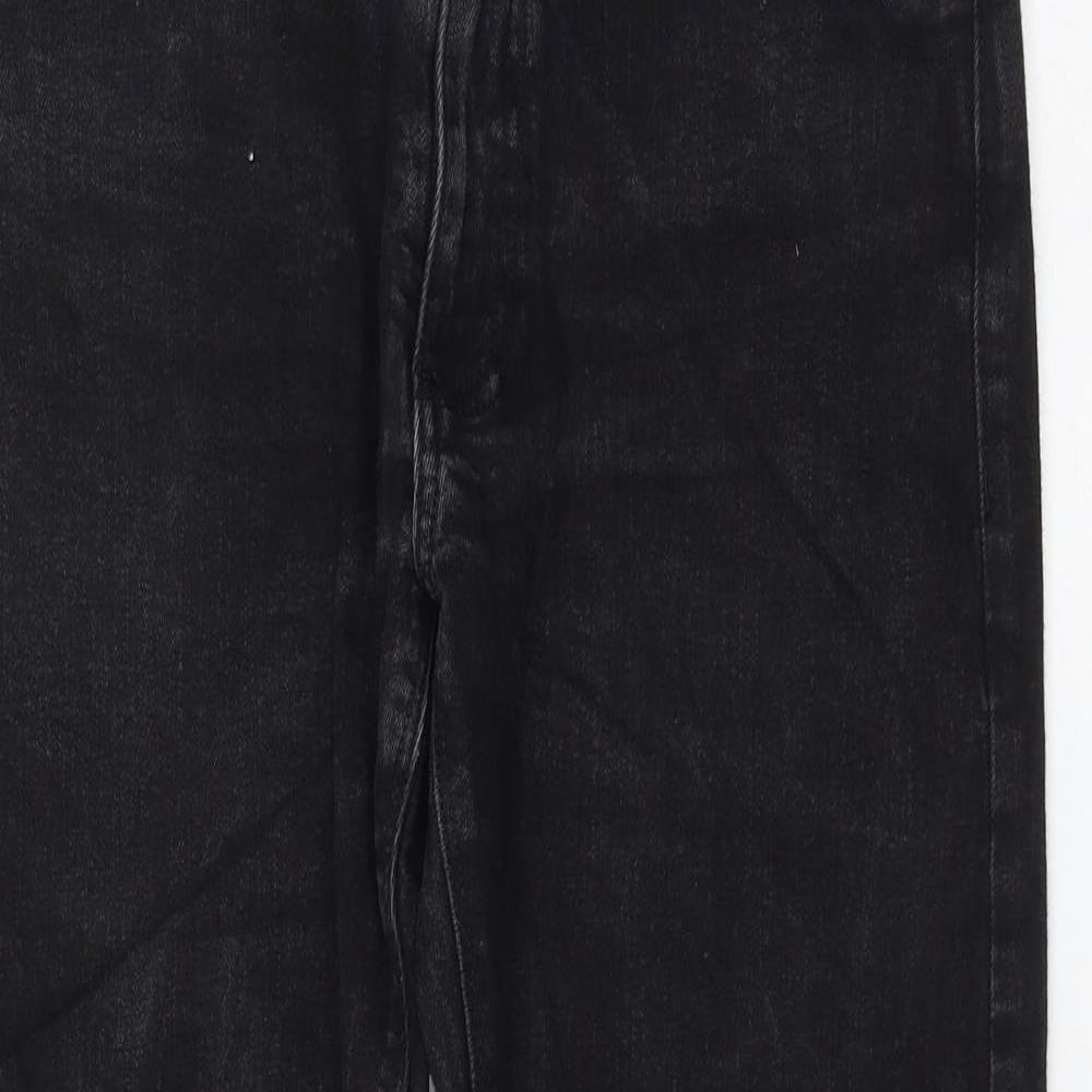 Marks and Spencer Womens Black Cotton Straight Jeans Size 30 in L29 in Regular Zip