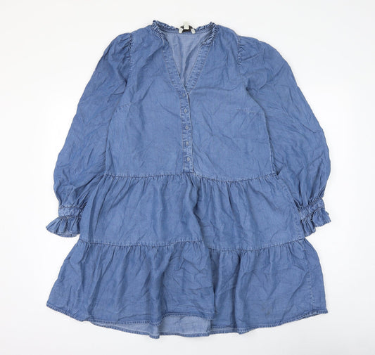 Love & Roses Womens Blue Lyocell Trapeze & Swing Size 6 V-Neck Pullover