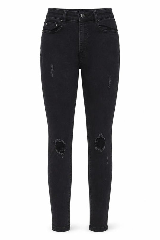 I SAW IT FIRST Womens Black Cotton Skinny Jeans Size 6 L26 in Regular Zip