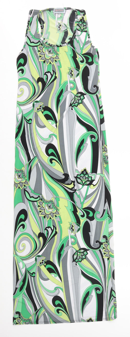 Red Chilli Womens Green Geometric Polyester Bodycon Size 10 Scoop Neck Pullover