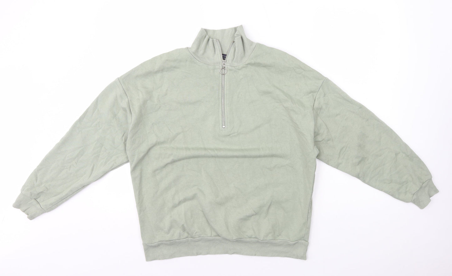 Marks and Spencer Womens Green Cotton Pullover Sweatshirt Size 12 Zip