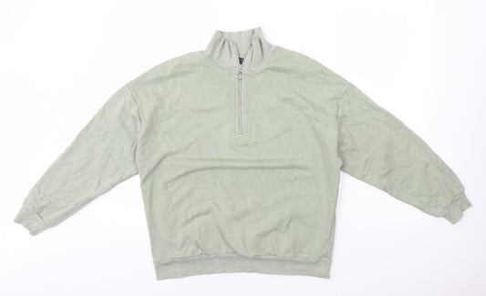 Marks and Spencer Womens Green Cotton Pullover Sweatshirt Size 12 Zip