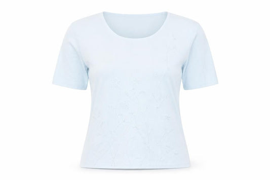 Karen Scott Womens Blue Viscose Basic T-Shirt Size 10 Round Neck
