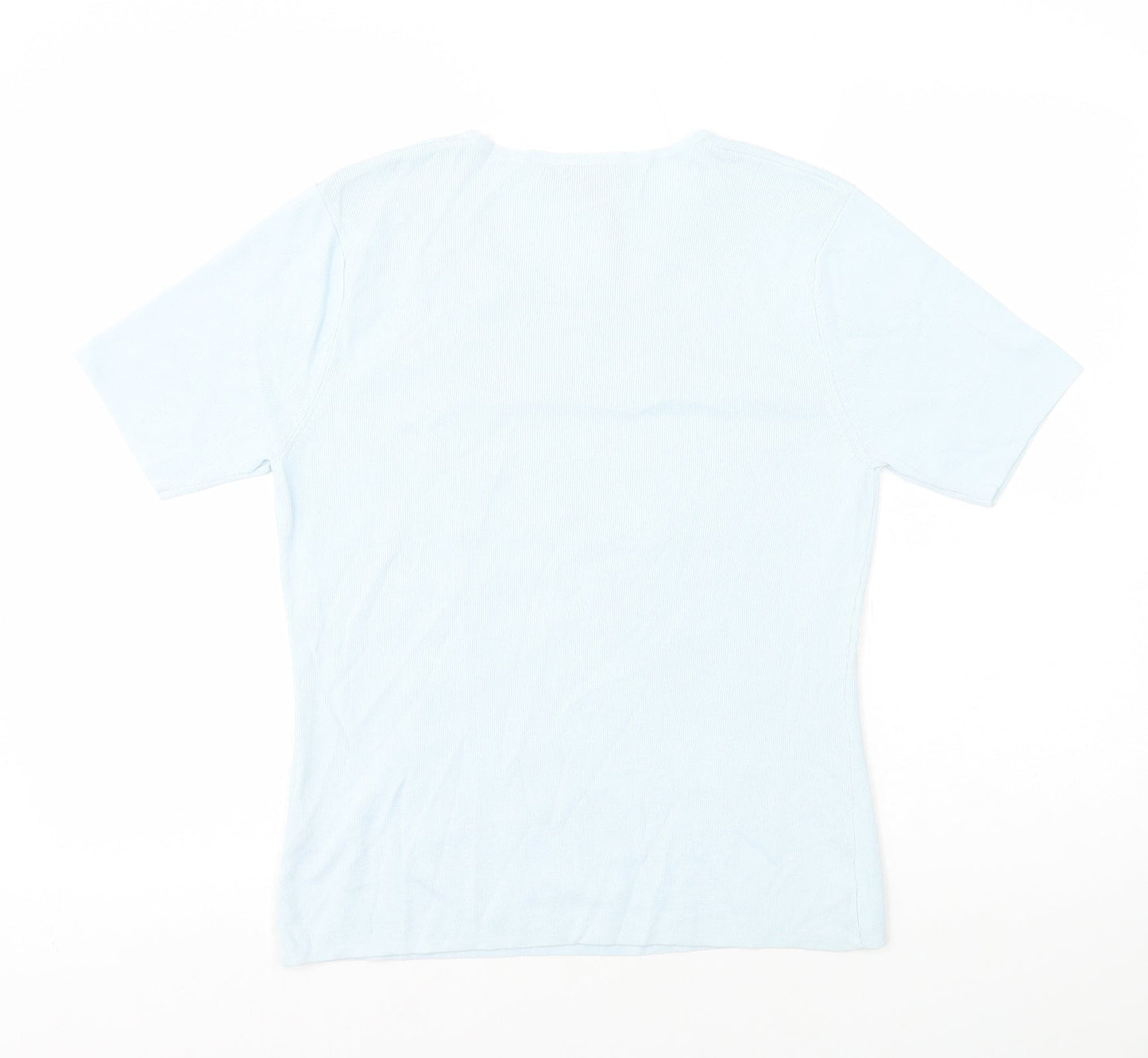 Karen Scott Womens Blue Viscose Basic T-Shirt Size 10 Round Neck