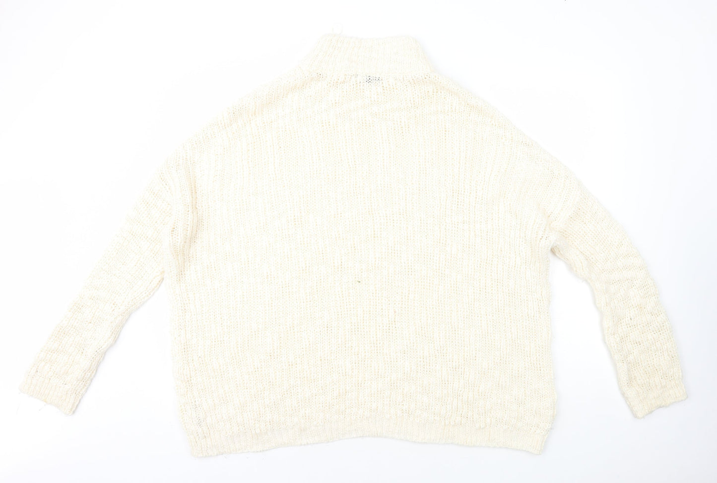 New Look Womens White High Neck Acrylic Pullover Jumper Size L