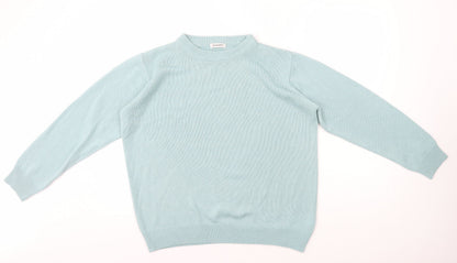 Damart Womens Blue Crew Neck Polyester Pullover Jumper Size M