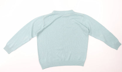 Damart Womens Blue Crew Neck Polyester Pullover Jumper Size M