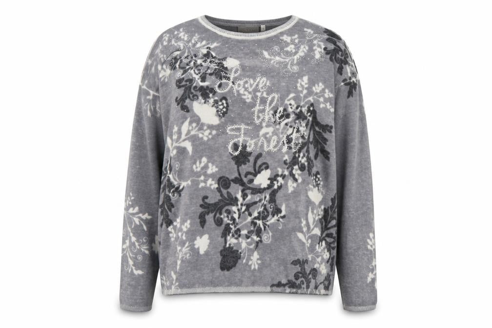 Canada Womens Grey Round Neck Geometric Nylon Pullover Jumper Size M