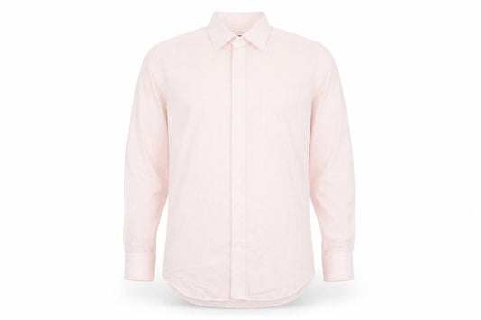 Marks & Spencer Mens Pink Striped Polyester Button-Up Size 16 Collared Button