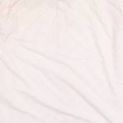 Marks & Spencer Mens Pink Striped Polyester Button-Up Size 16 Collared Button