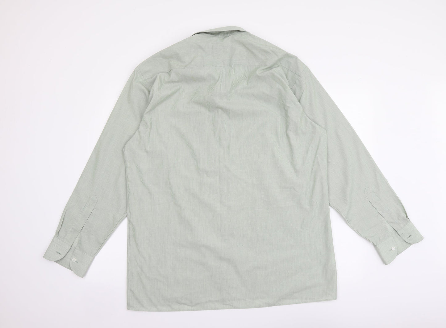 Peter England Mens Green Polyester Button-Up Size 16 Collared Button