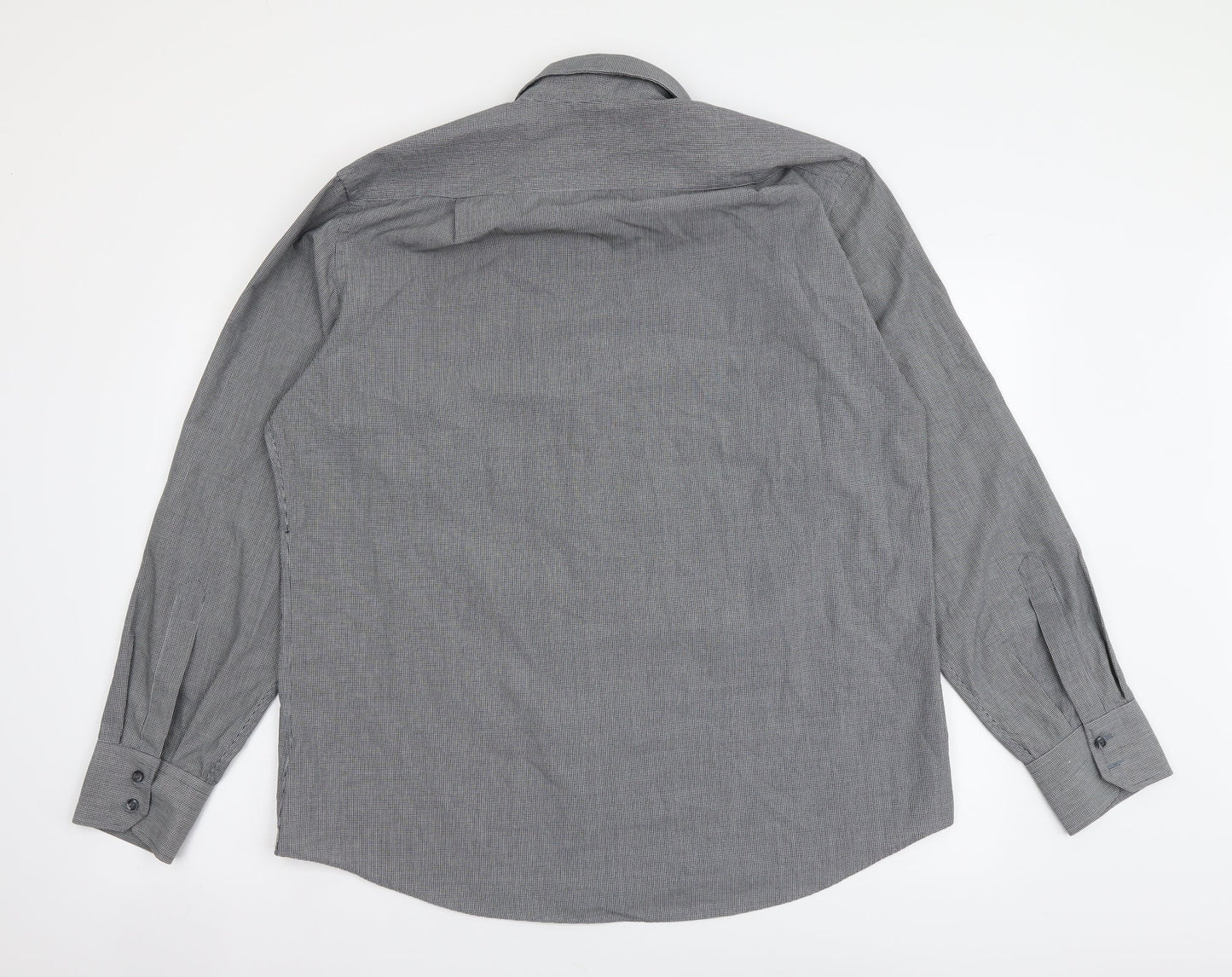 Jack Reid Mens Grey Polyester Button-Up Size 16.5 Collared Button