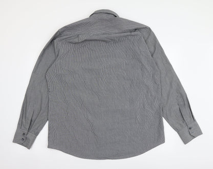 Jack Reid Mens Grey Polyester Button-Up Size 16.5 Collared Button