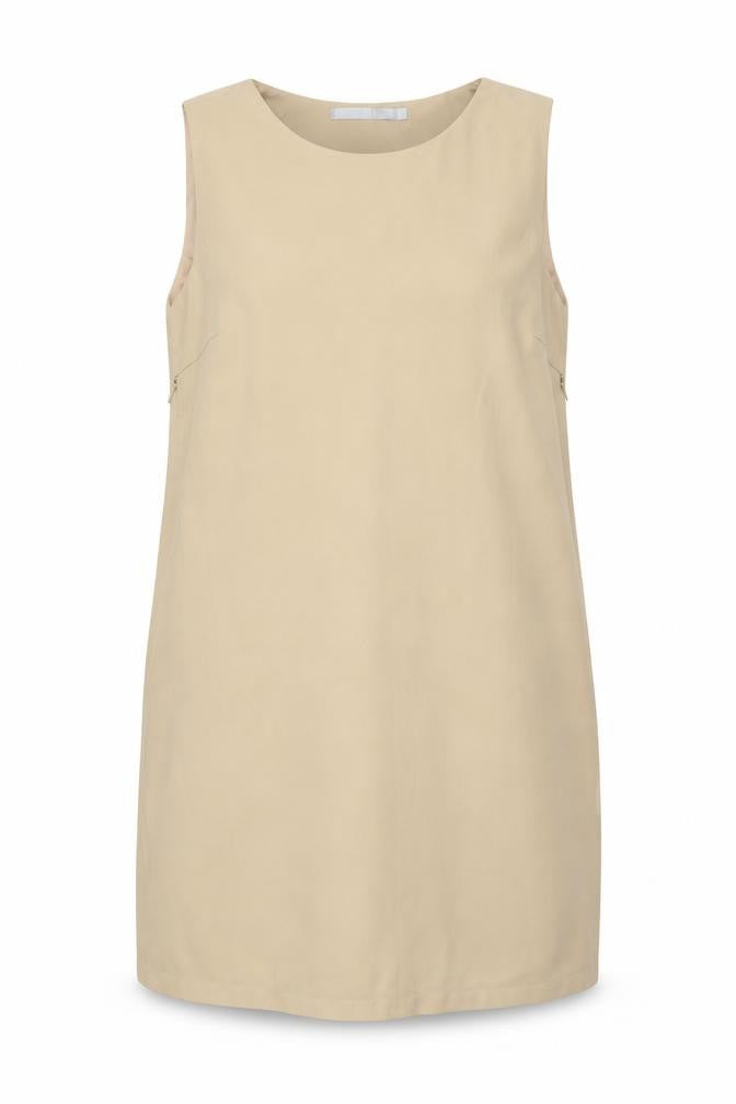 Millows Womens Beige Polyester Tank Dress Size 10 Round Neck Pullover