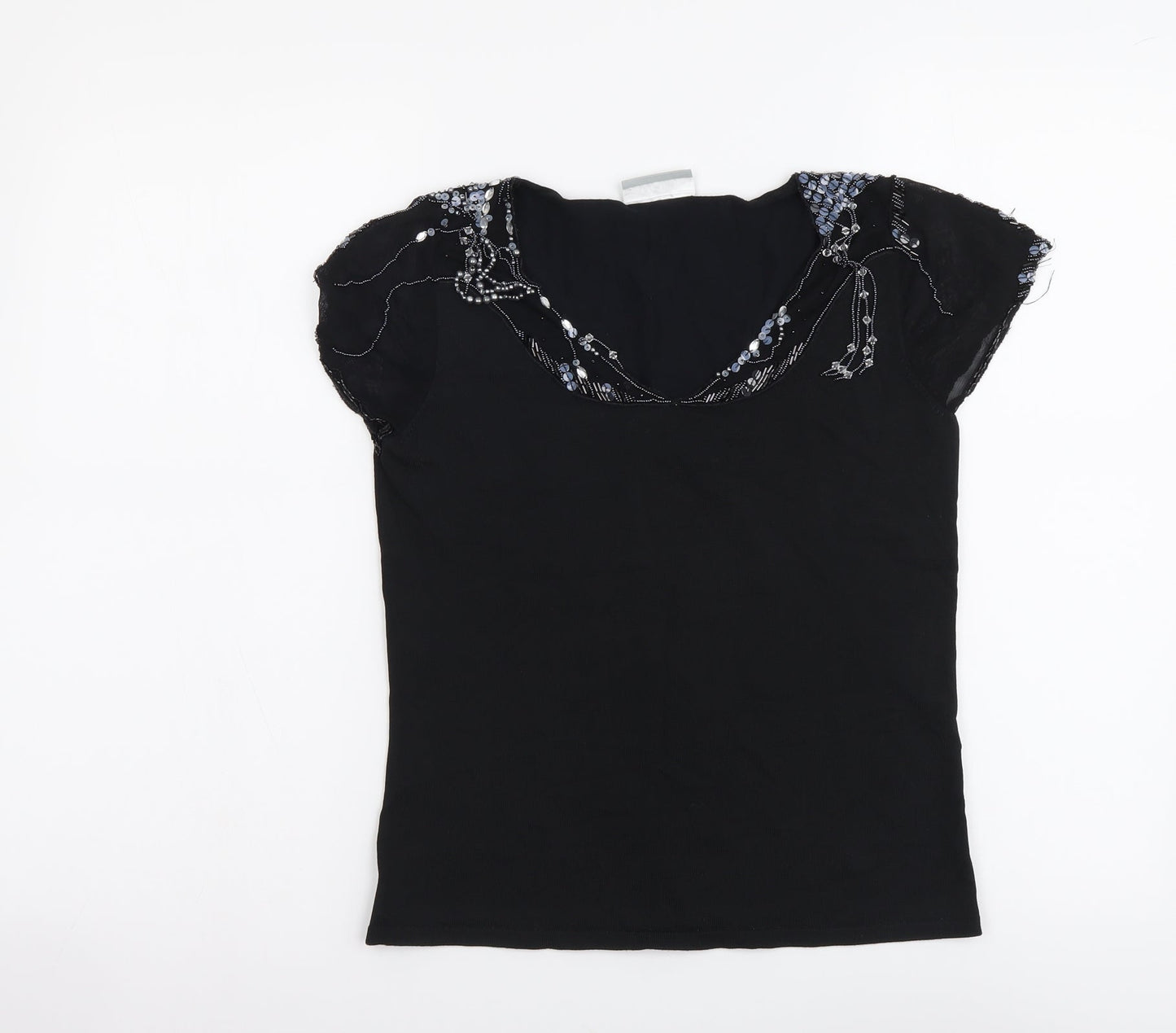 Wallis Womens Black Polyester Basic T-Shirt Size 10 V-Neck
