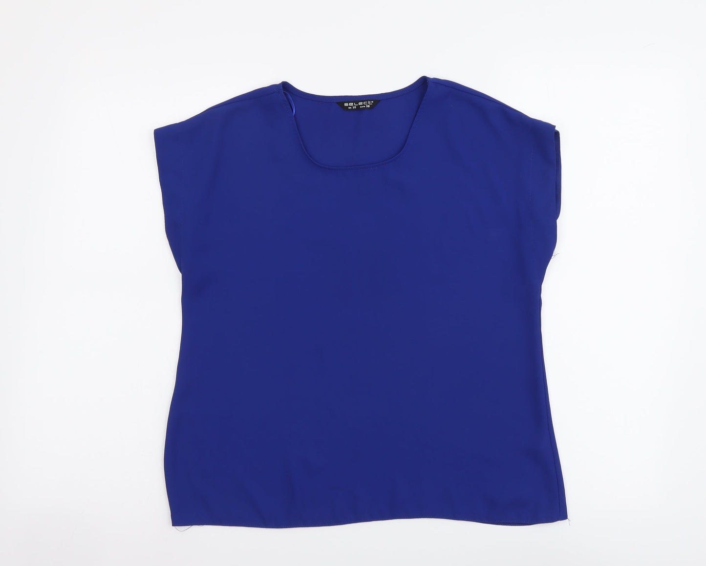 Selected Womens Blue Polyester Basic T-Shirt Size 10 Round Neck