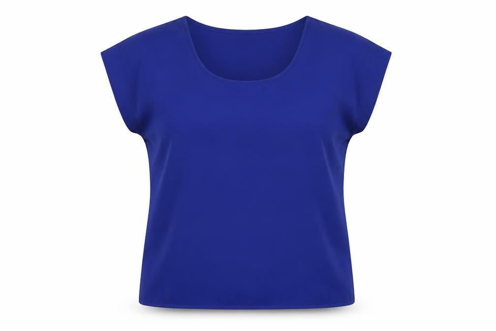 Selected Womens Blue Polyester Basic T-Shirt Size 10 Round Neck