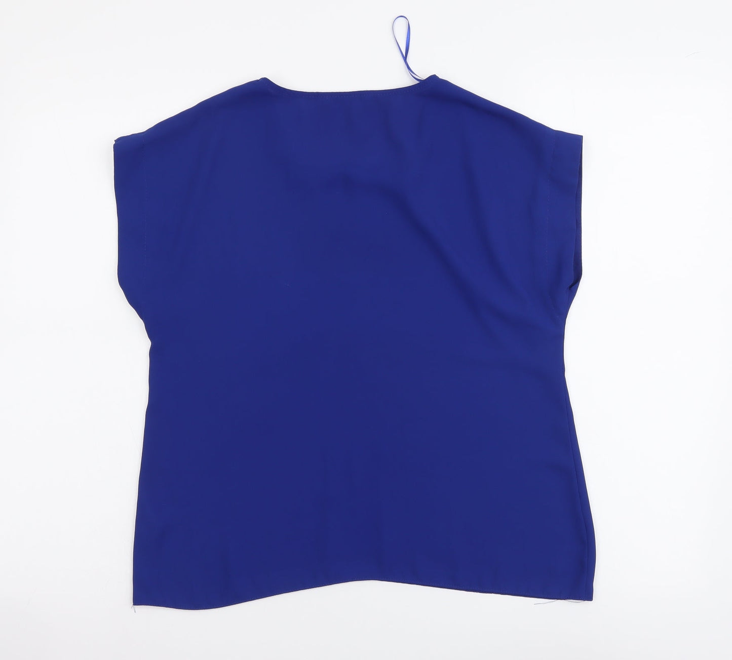 Selected Womens Blue Polyester Basic T-Shirt Size 10 Round Neck