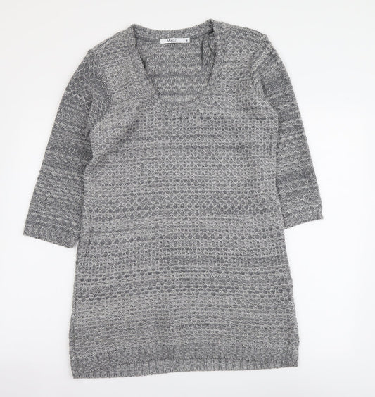 M&Co Womens Grey Scoop Neck Acrylic Tunic Jumper Size M