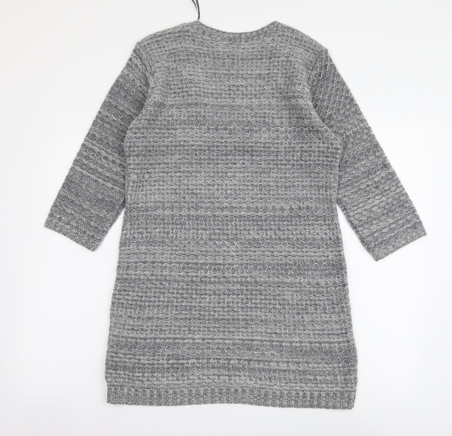 M&Co Womens Grey Scoop Neck Acrylic Tunic Jumper Size M