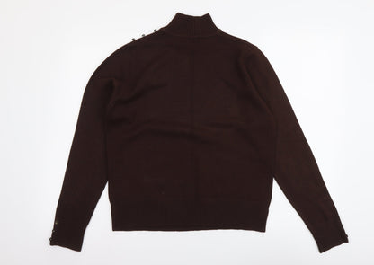 Berkertex Womens Brown Mock Neck Acrylic Pullover Jumper Size M