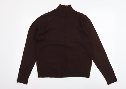 Berkertex Womens Brown Mock Neck Acrylic Pullover Jumper Size M