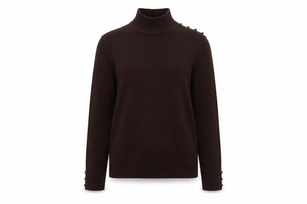 Berkertex Womens Brown Mock Neck Acrylic Pullover Jumper Size M