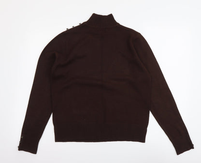 Berkertex Womens Brown Mock Neck Acrylic Pullover Jumper Size M