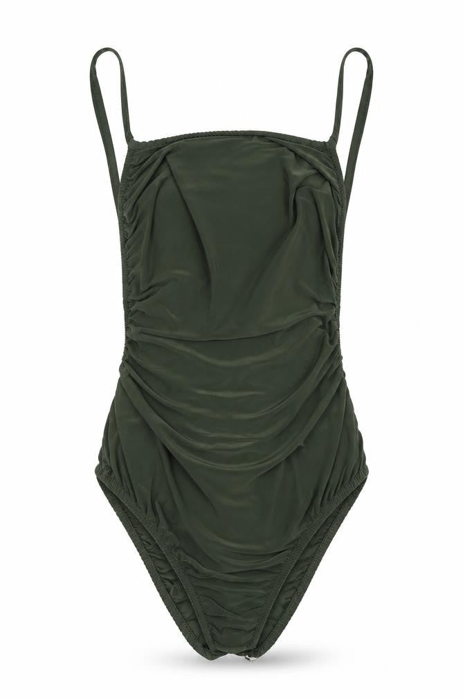 Boohoo Womens Green Polyester Bodysuit One-Piece Size 8 Snap