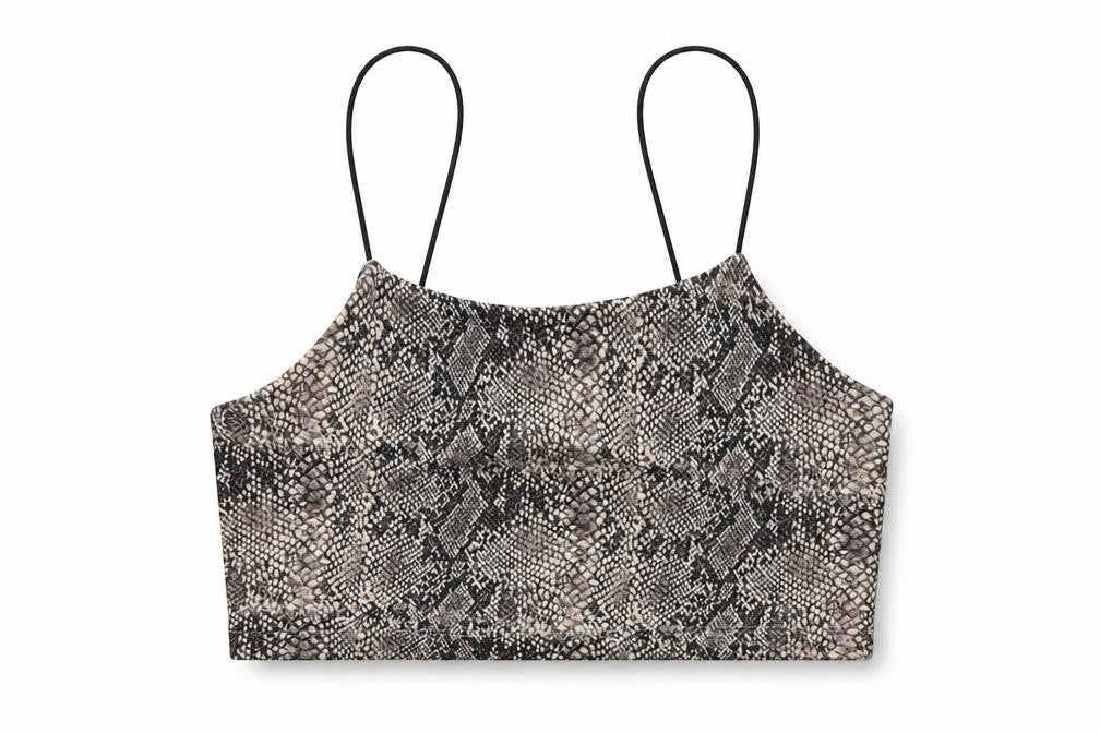 Primark Womens Brown Animal Print Polyester Cropped Tank Size S Square Neck - Snake Pattern