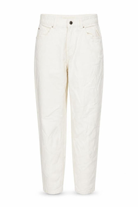 Denim & Co. Womens Ivory Cotton Mom Jeans Size 10 L26 in Regular Button