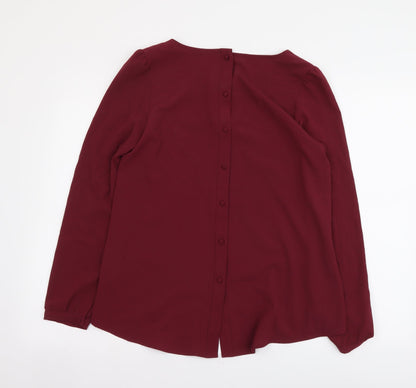 Dotti Womens Purple Polyester Basic Blouse Size 8 Boat Neck
