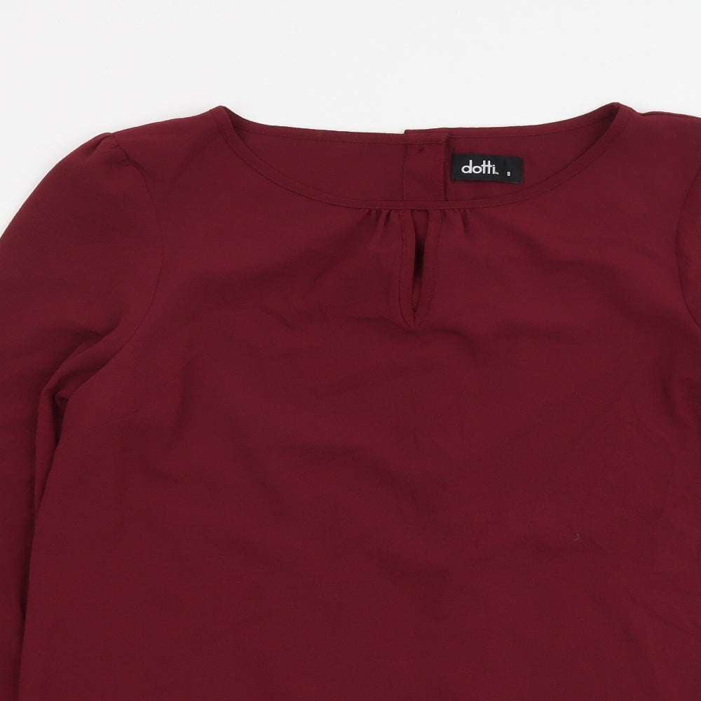 Dotti Womens Purple Polyester Basic Blouse Size 8 Boat Neck