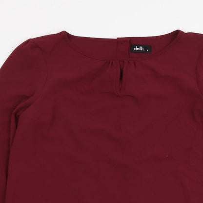 Dotti Womens Purple Polyester Basic Blouse Size 8 Boat Neck