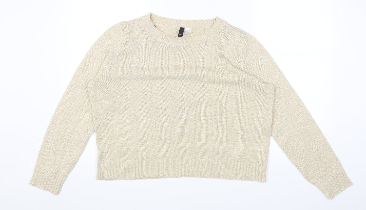 H&M Womens Beige Round Neck Acrylic Pullover Jumper Size M