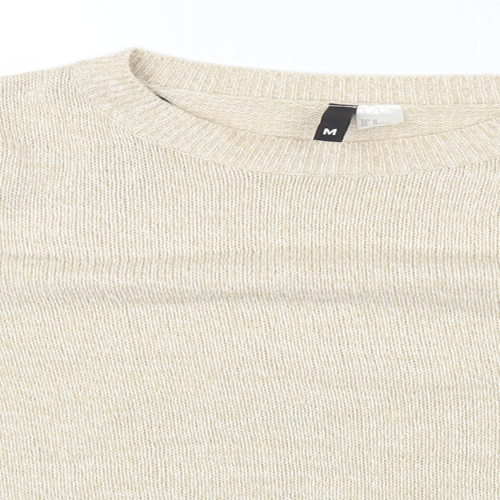 H&M Womens Beige Round Neck Acrylic Pullover Jumper Size M