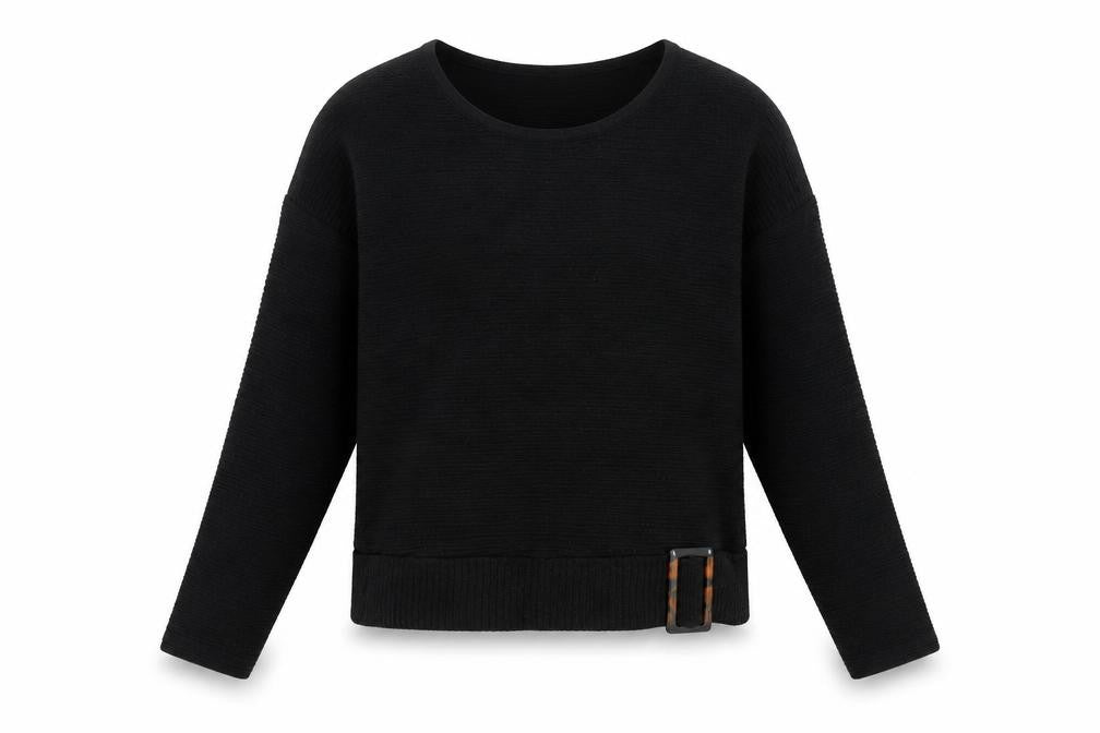 Cable & Gauge Womens Black Polyester Basic T-Shirt Size S Round Neck