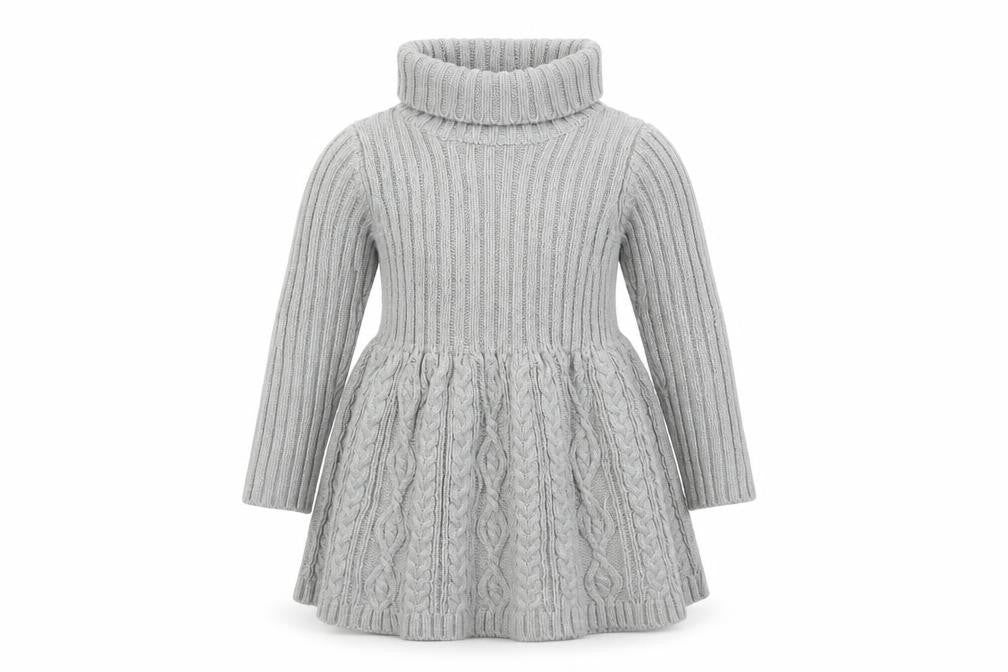 Rachel Zoe Girls Grey Acrylic Fit & Flare Size 9-12 Months Roll Neck Pullover
