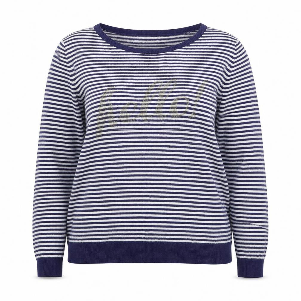 George Womens Blue Scoop Neck Striped Viscose Pullover Jumper Size 16 - Hello