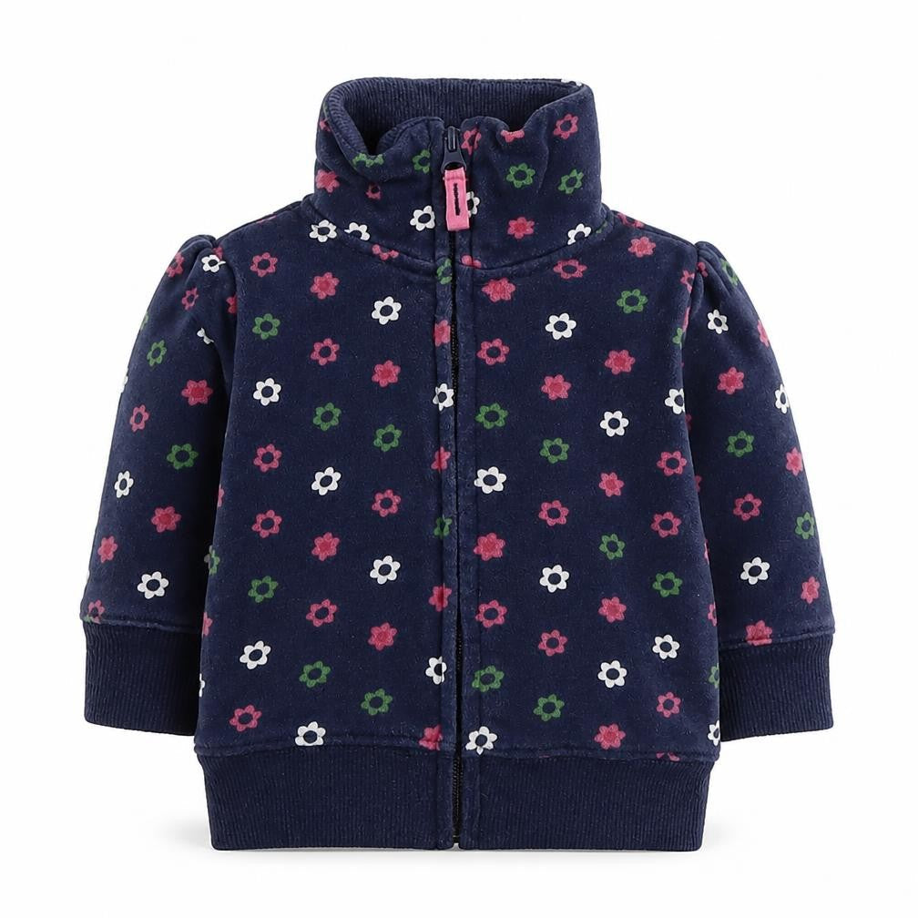 Gap Baby Blue Floral Basic Coat Jacket Size 6-9 Months Zip