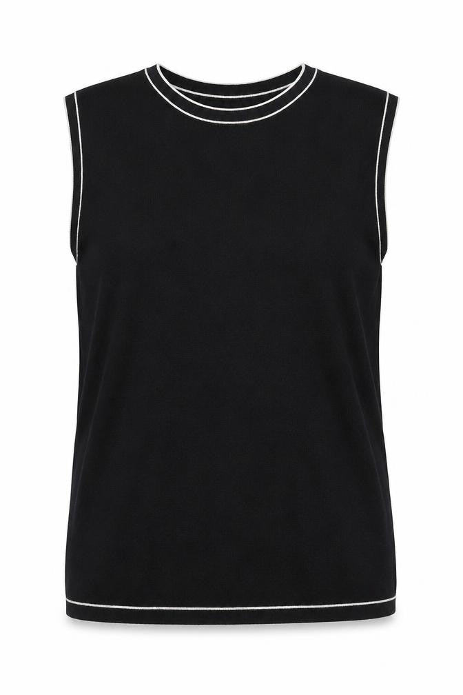 Bonmarché Womens Black Viscose Basic Tank Size M Round Neck