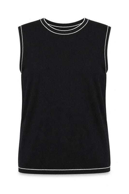 Bonmarché Womens Black Viscose Basic Tank Size M Round Neck