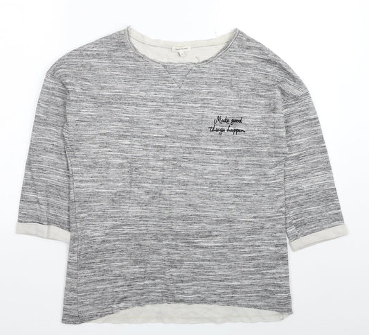 River Island Womens Grey Cotton Basic T-Shirt Size 8 Scoop Neck - Make Good Things Happen.