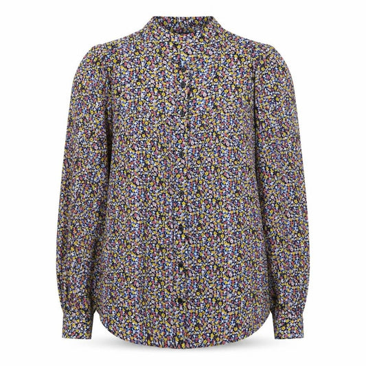 Marks and Spencer Womens Multicoloured Floral Viscose Basic Button-Up Size 10 Round Neck