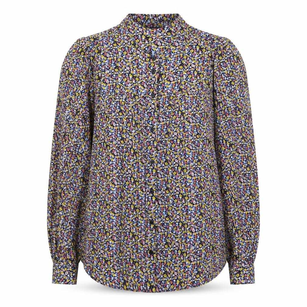 Marks & Spencer Womens Multicoloured Floral Viscose Basic Button-Up Size 10 Round Neck
