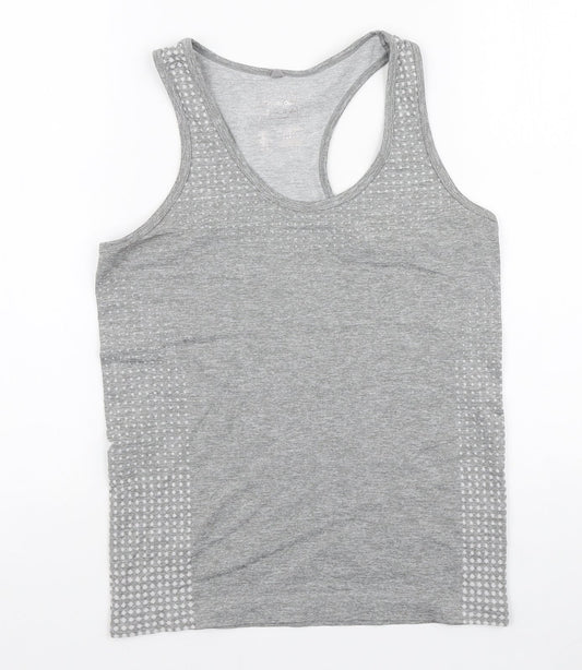 Work Out Womens Grey Polyester Basic Tank Size 10 Scoop Neck Pullover