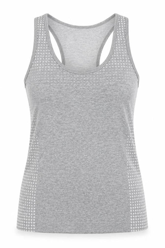 WorkOut Womens Grey Polyester Basic Tank Size 10 Scoop Neck Pullover