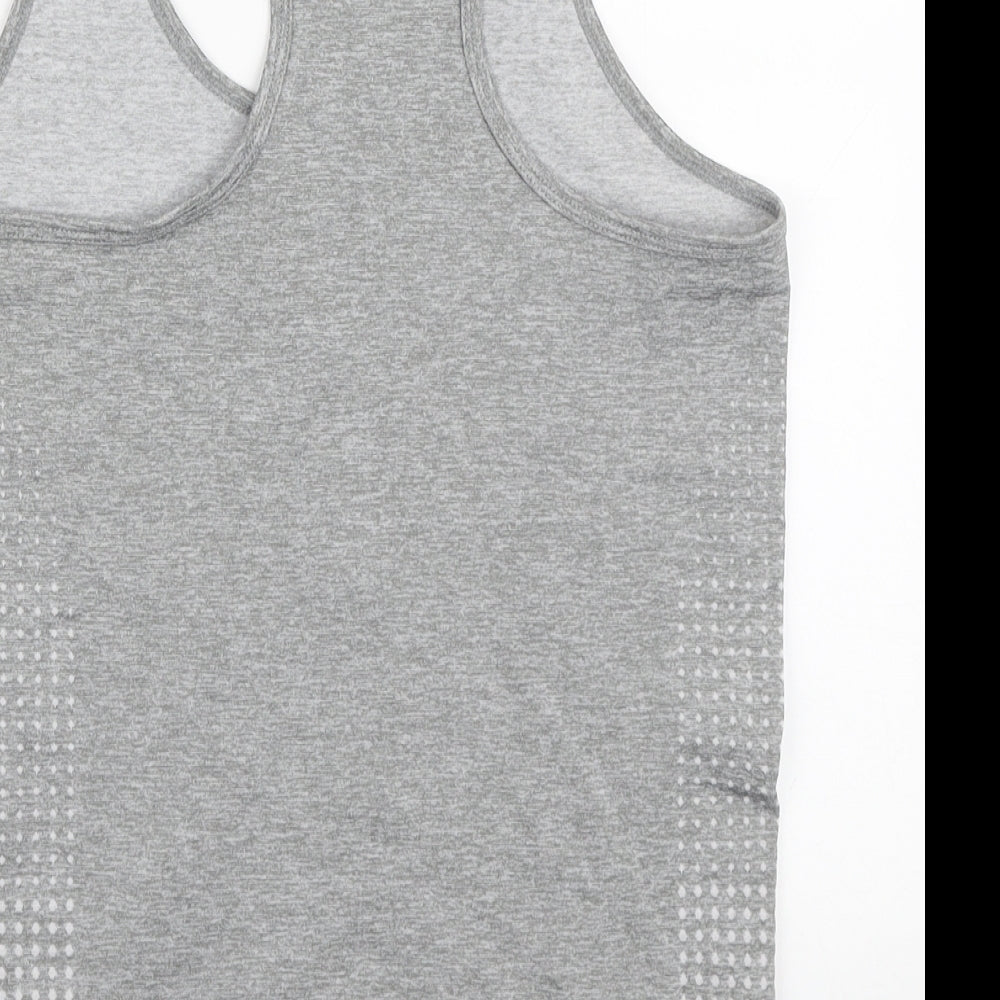 Work Out Womens Grey Polyester Basic Tank Size 10 Scoop Neck Pullover