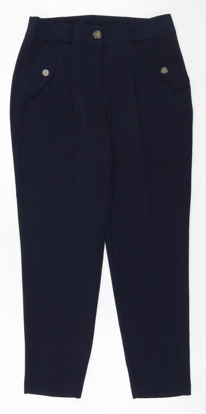 Peacocks Womens Blue Polyester Trousers Size 8 L27 in Regular Zip